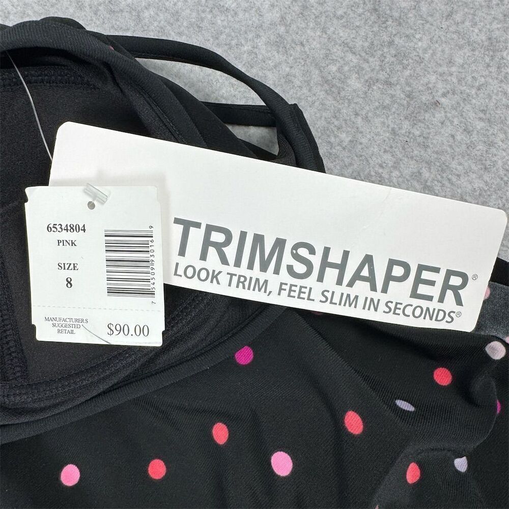 Trimshaper Women's Polka Dot Swimdress Black Size 8 Adjustable Straps - Picture 8 of 16